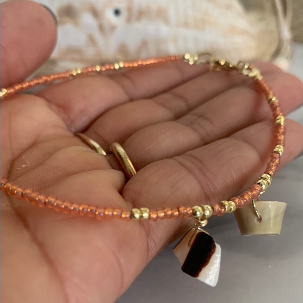 Gold and Orange Beaded Bracelet
